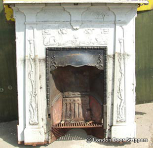 fireplace before restoration